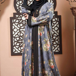 Premium Floral Printed Borka Design with Stone Work