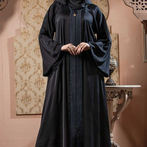 Dark Orange Color Gown Borka with Stone Work