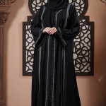 Black Color Borka Design with Embroidery & Stone Work