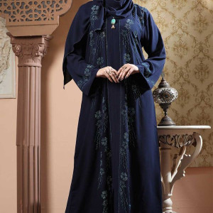 Black Color Borka Design with Stone Work